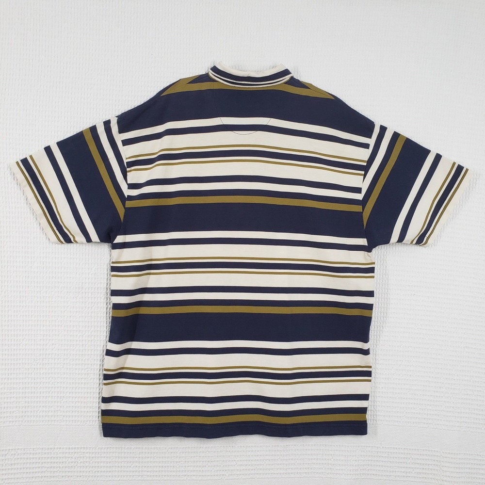 Vintage Structure Polo Shirt Mens Large Green Blue Striped Quarter Zip 90s - Picture 4 of 17